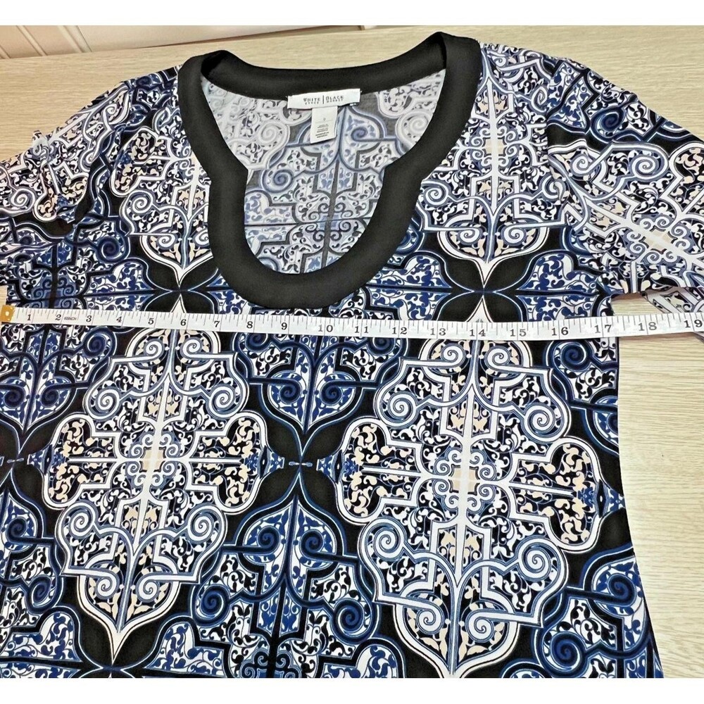 White House Black Market Women's Black and Blue Blouse - Picture 8 of 8